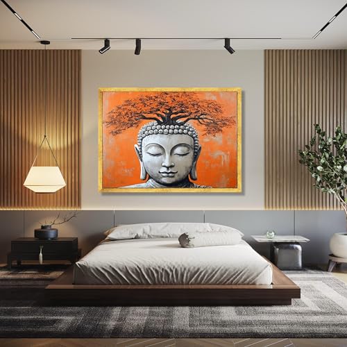 Tableau mural Bouddha et Arbre de Vie toile zen 80x120cm