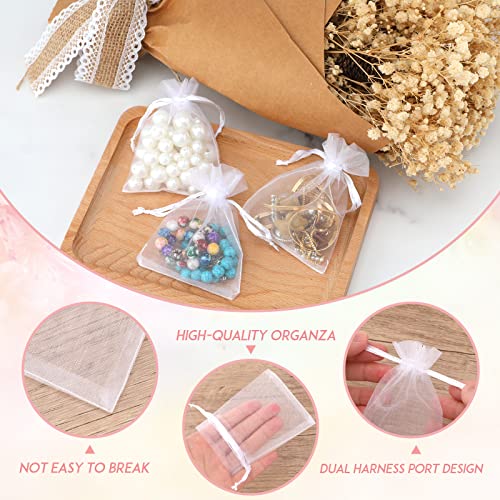 Image of joycraft 50Pcs Organza Bags, 2x3 inch Gift Favor Bags, White Wedding Favor Bags, Jewelry Pouches with Drawstring, Mesh Bags Drawstring for Jewelry, Festival, Makeup, Candy, Desserts