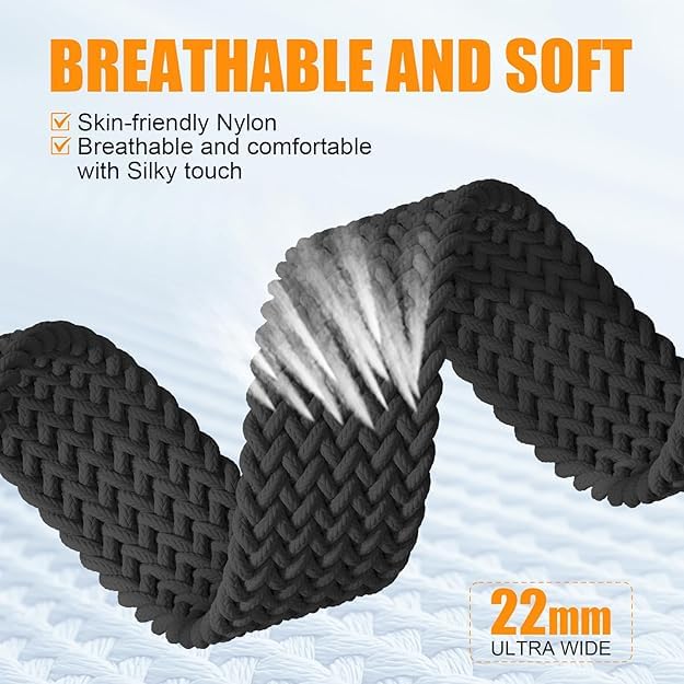 Image of Braided Nylon Band Compatible with Apple Watch 49mm /46mm /45mm /44mm /42mm /41mm /40mm /38mm | Adjustable Magnetic Clasp Strap Fit for Ultra 3 /2 /1, SE3 /2 /1 & Series 11 /10 /9 /8 /7 /6 /5 /4 /3 /2 /1