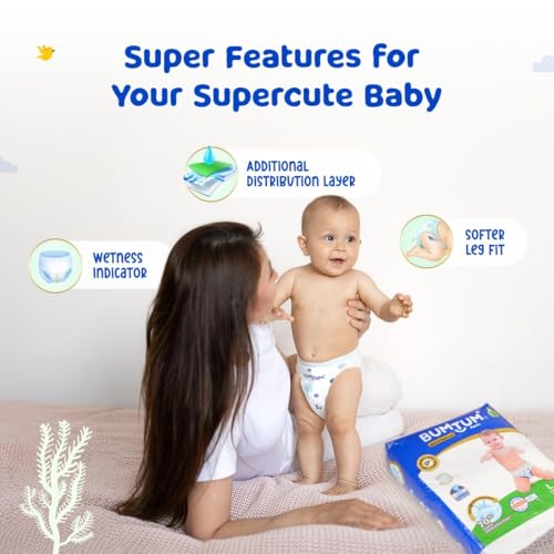 Image of Bumtum Baby Diaper Pants, XXL Size, 52 Count, Double Layer Leakage Protection Infused With Aloe Vera, Cottony Soft High Absorb Technology (Pack of 4)