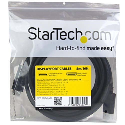 Câble DisplayPort vers HDMI 5m StarTech.com pour écran 4K - 6