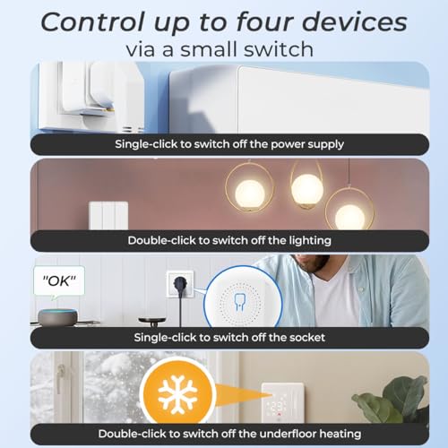 Acmerota Intelligente Taste Smart Button 2-Wege-Mehrzweck-Steuerknopf 2-Key 2-Way Control, Customized Actions, Lighting Control, via Smart Life APP