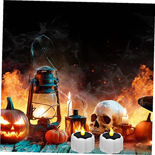 Pompoen Light LED Battery Tea Lights Flameless Halloween Pumpkin Candles White Warm & Romantic - Image 5