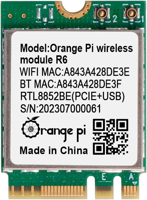 5 Plus WiFi 6 Module Wireless Card 1201Mbps PCIe Wi-Fi6+BT5.2, Wireless Module R6 Support WiFi Bluetooth Compatible with Orange Pi 5 Plus Singble Board Computers