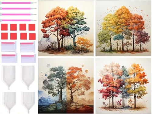 Diamond painting kit complet à offrir : peinture diamant arbre abstrait pour anniversaire et DIY