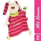 Sigikid Schnuffeltuch Hase mit Namen Bestickt, Baby & Kinder Schmusetuch personalisiert, Kuscheltuch Geschenkidee Mädchen, comforters, Rot, 40594