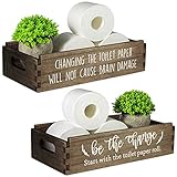 TJ.MOREE Funny Farmhouse Bathroom Decor Box-Changing The Toilet Paper Will Not Cause Brain Damage Bathroom Signs-Bathroom Organizer Box Restroom Decor Box for Toliet Paper Storage