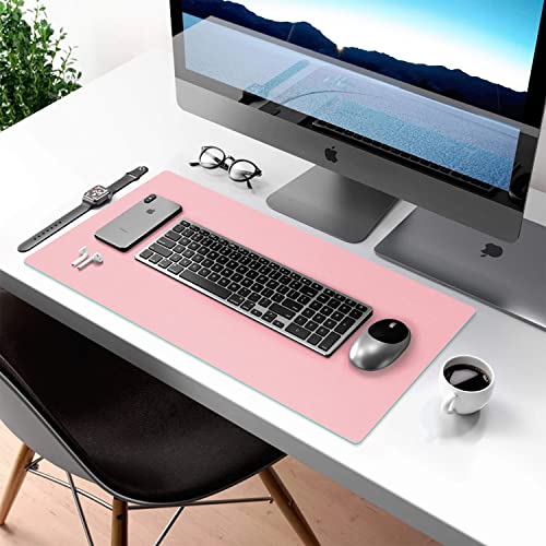 Image of Desk Mat Large Protector Pad - Multifunctional Dual-Sided Office Desk Pad,Smooth Surface Soft Mouse Pad, Waterproof Desk Mat for Desktop, Pu Leather Desk Cover for Office /Home(Pink, 36 inch x 17 inch)