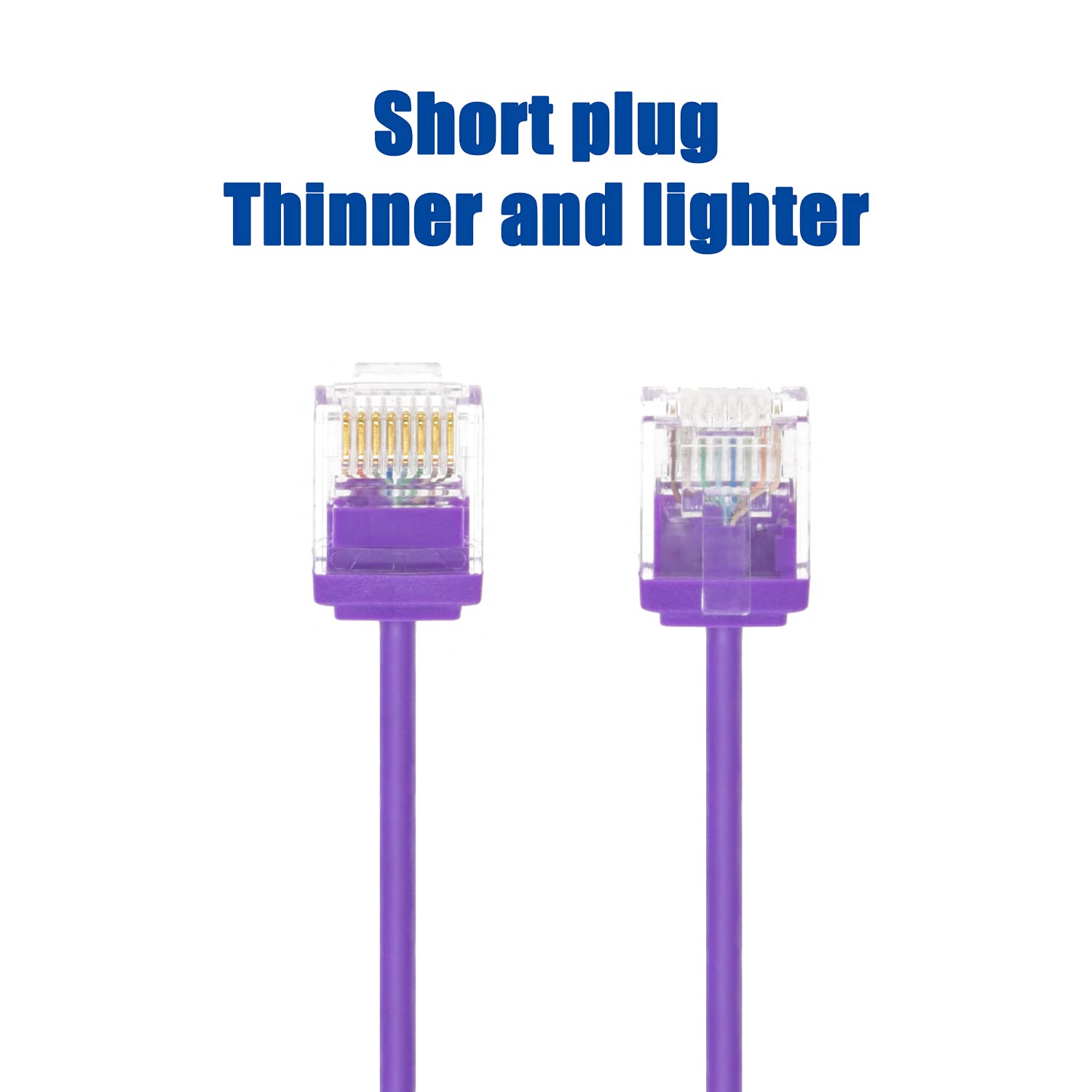 Beszin Cat6A UTP Super Slim Ethernet Network Cable 32AWG 550MHz, Patch Cable, 10Gigabit High Speed LAN Ethernet Cable (1Ft, Purple, 5-Pack)