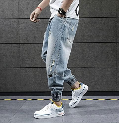 ジーンズパンツ男性ルーズジョガーズデニムカジュアルスウェットパンツズボンストリートウェア男性服 (Color : Blue, Siz