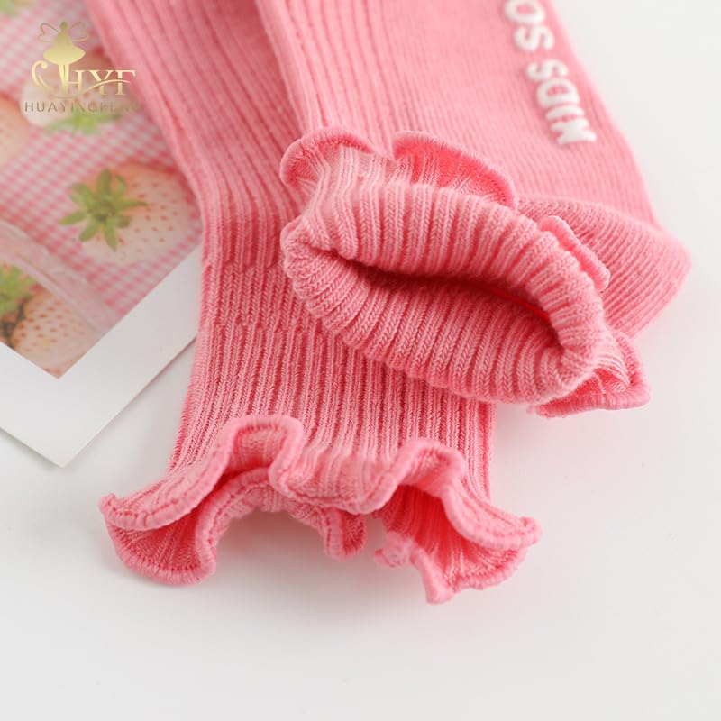 Baby Girls Ruffle Socks 5-Pack,Machine Washable Non-Slip Soft Cotton,Anti-Pilling Lettuce Edge,Sizes 1-6 Years4