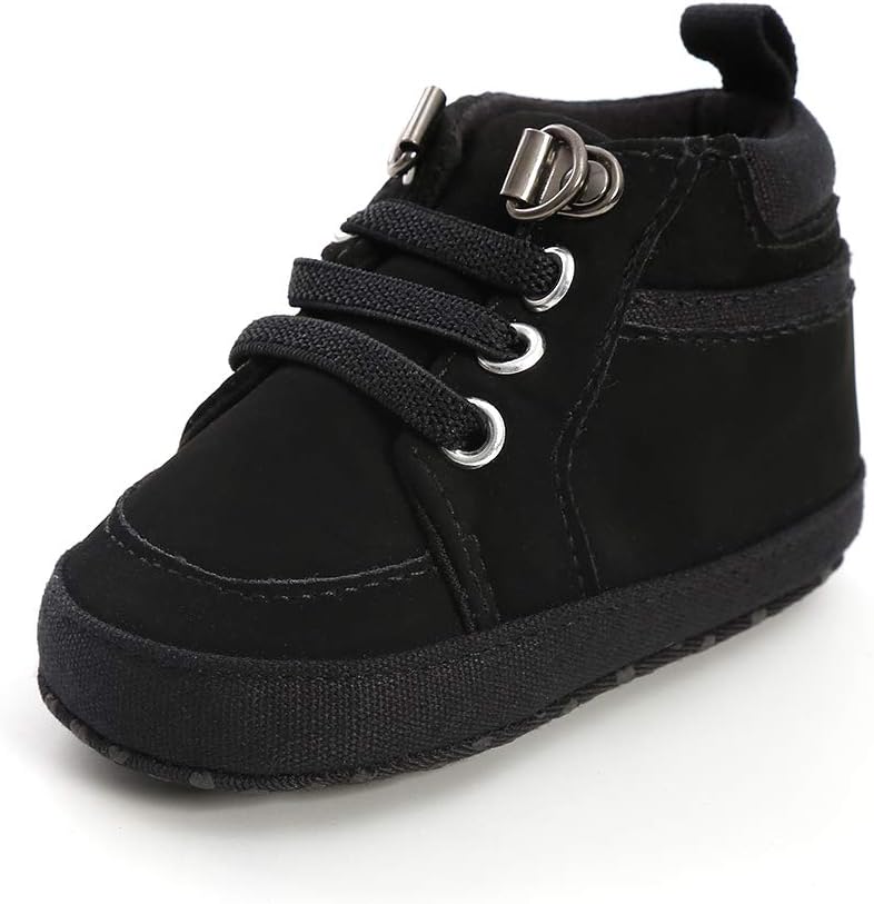 myppggUnisex Baby Boys Girls High-Top Ankle Sneakers Soft Rubber Sole Infant Crib Shoes Toddler First Walkers