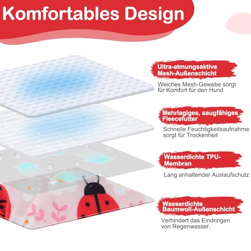 UFO PET Wiederverwendbare Hunde Windeln Weiblich, Läufigkeitshose für Hündinnen XS (3 Stück), Hochsaugfähige Hundewindeln für Hündinnen mit Starkem und Flexiblem Verschluss - Rosa Blume