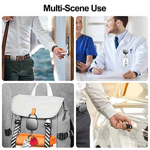 Hoomil Badge Reel, 𝟮 𝐏𝐚𝐜𝐤 Heavy Duty Metal Retractable Badge Holder Keychain Key Holder With Id Card Holder, Belt Clip, Key Ring - Square #TOP6