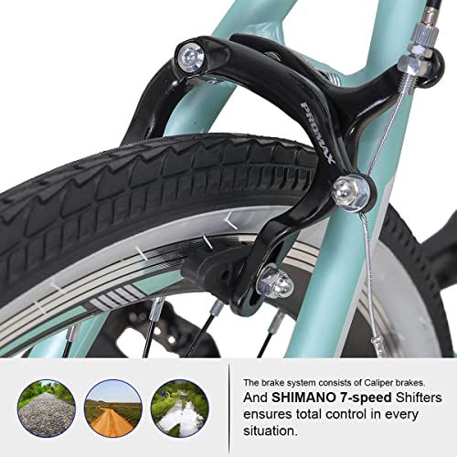 Hiland Hybrid Bike, Shimano Drivetrain 7 Speeds, 700C Wheels for Men Women Ladies Commuter Bike City Bike