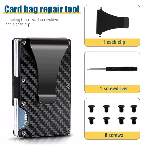 Wallet Money Clip Accessories Kit Compatible with The Ridge RFID Minimalist Metal Wallets, Repair Parts Set Includes Replacement Parts with Screws, Cash Strap and Screwdriver4
