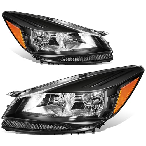 Auto Dynasty Headlights Assembly Lamps Compatible with 2013 2014 2015 2016 Ford Escape 3rd Gen Factory Style Headlamps Replacement Driver and Passenger Side Black Housing Amber Corner