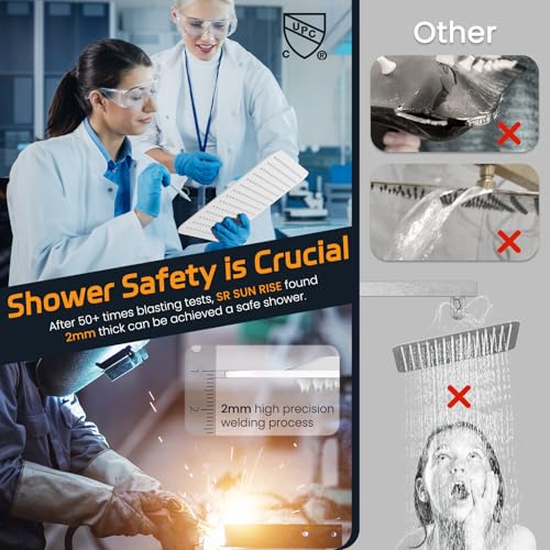 SR-SUN-RISE-White-Square-Rainfall-Shower-Head-and-Handle-Set-Wall-Mounted-Shower-Fixtures-Metal-Shower-Faucet-Trim-Repair-Kits-With-Shower-Valve-10-Inches