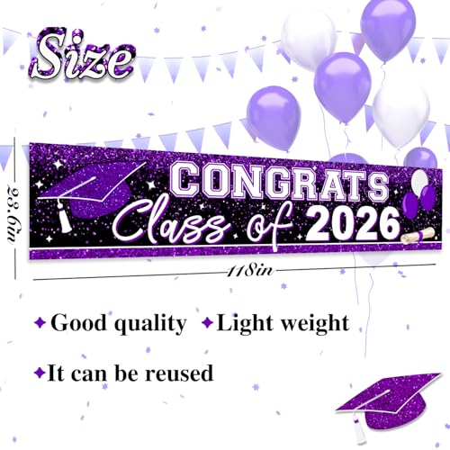 Image of Graduation Decorations 2026 Yard Sign Large Class of 2026 Banner Purple Congrats Grad Signs for Graduation Party Decorations (Purple)