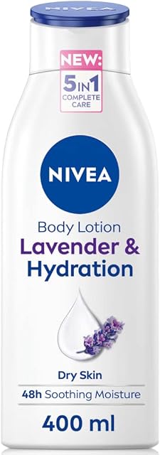 NIVEA Lavender Body Lotion (400ml), NIVEA Moisturiser for Dry Skin with Natural Origin Oils and Lavender Scent, NIVEA Body Lotion for Smoother Skin