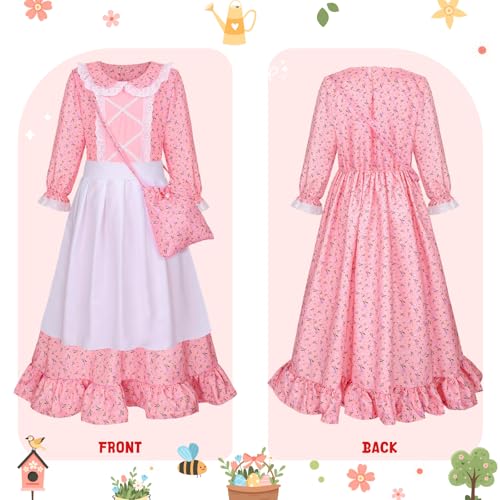 Disfraz colonial floral para niñas 5-13 años miniatura 4