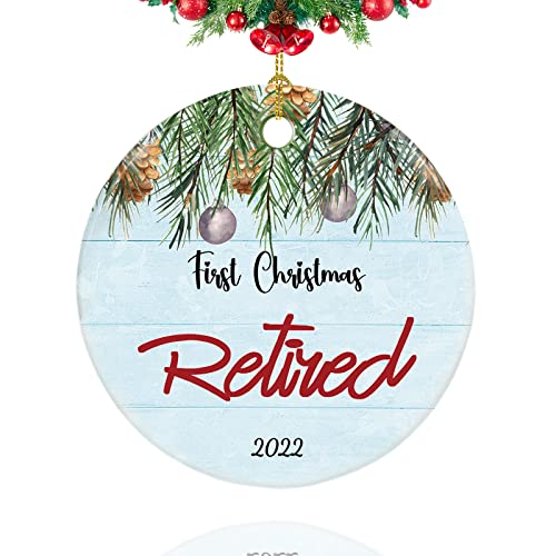 First Christmas Retired Ornament 2022, Ruhestandsgeschenk, Weihnachtsschmuck, Ruhestandsgeschenke für Frauen, Kollegen, Lehrer, Krankenschwester, 7,6 cm Keramik-Weihnachtsdekoration im Ruhestand 2022 Cover