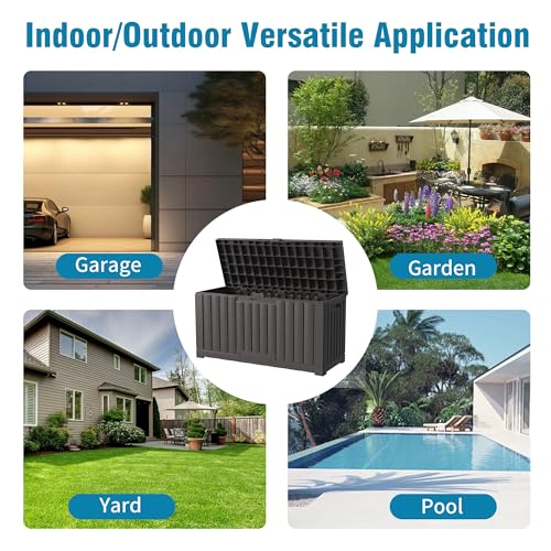 Outdoor Storage Box, 60 Gallon Waterproof Deck Box, Lockable Storage Container, Built-in Reinforcing Metal Rod Outside Resin Bin for Patio, Garden, Poolside and Garage by DIAMONDFORGE - Image 6