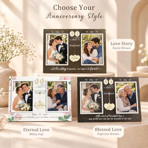Anniversary Picture Frame, Then & Now Gift for Couples, 1-99 Years - Image 4