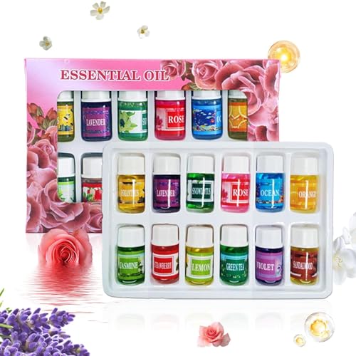 Aceite de aromaterapia: juego de 12 aromas de aceite aromático para el hogar, humidificadores naturales solubles en agua, fragancias de 3 ml, ambientador de larga duración para habitación, coche y