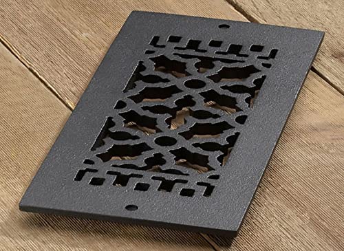 Reggio Registers 614-H Scroll Series 4" x 12" Grille with Mounting Holes - Cast Iron