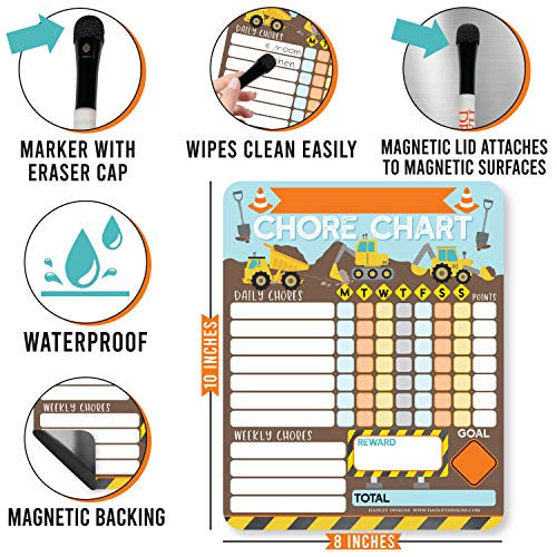 Image of Magnetic Chore Chart for Kids Dry Erase Reward Chart for Home and Classroom