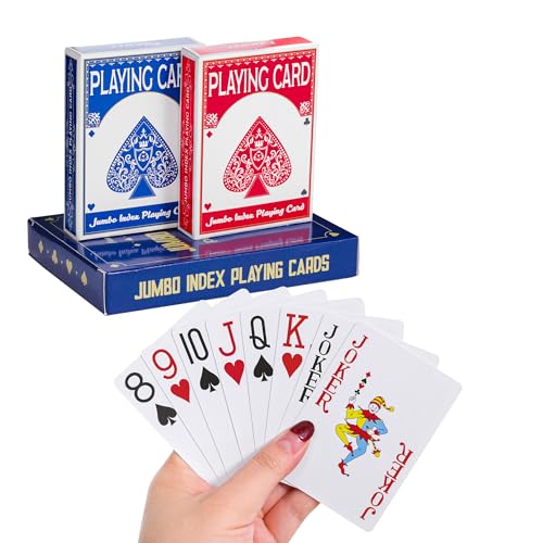 Fanwer Playing Cards Large Print for Adults - 2 Pack Large Print Playing Cards for Seniors Vision Impaired Low Vision Crowd for Blackjack Euchre Canasta Card Game