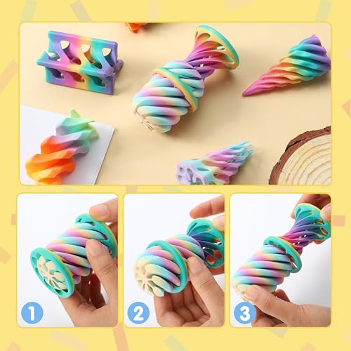 image for JOYIN 4 Pack Impossible Cone Fidget Toys, Pastel Color 3D Printed Spir