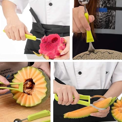 Image of Stainless Steel Julienne Vegetable Peeler Multi-Functional Fruit & Veggie Shredder Slicer and Grater for Potatoes, Carrots, Cucumbers (Melon Baller Scoop Set)