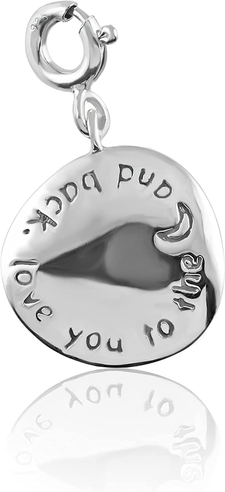 FOURSEVEN Jewellery 925 Sterling Silver I Love You to the Moon and Back Charm Pendant, Fits in Bracelets, Chains and Necklace for Women and Girls Valentines Day Gifts