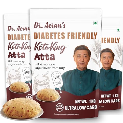 Image of Dr. Aeran's Diabetes Friendly Keto King Atta, 3Kg, Ultra Low Carb, Low GI Atta for Sugar Release Control, Diabetic Atta For Diabetic Care, High Fiber Flour, Sugar Control Keto Atta