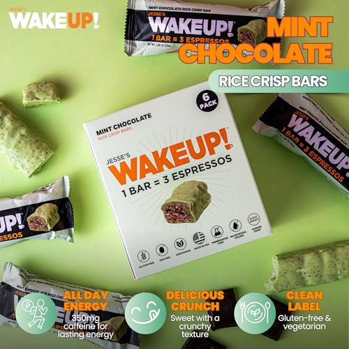 Image of WAKE UP! Caffeinated Mint Chocolate Bars, 3 Espressos, Gluten Free, 6 Pack
