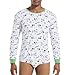 Landofgenie Mens Onesie Long Sleeve Bodysuit One Piece Pajamas Snap Button Crotch Top Cotton Adult Romper for Men Panda White L