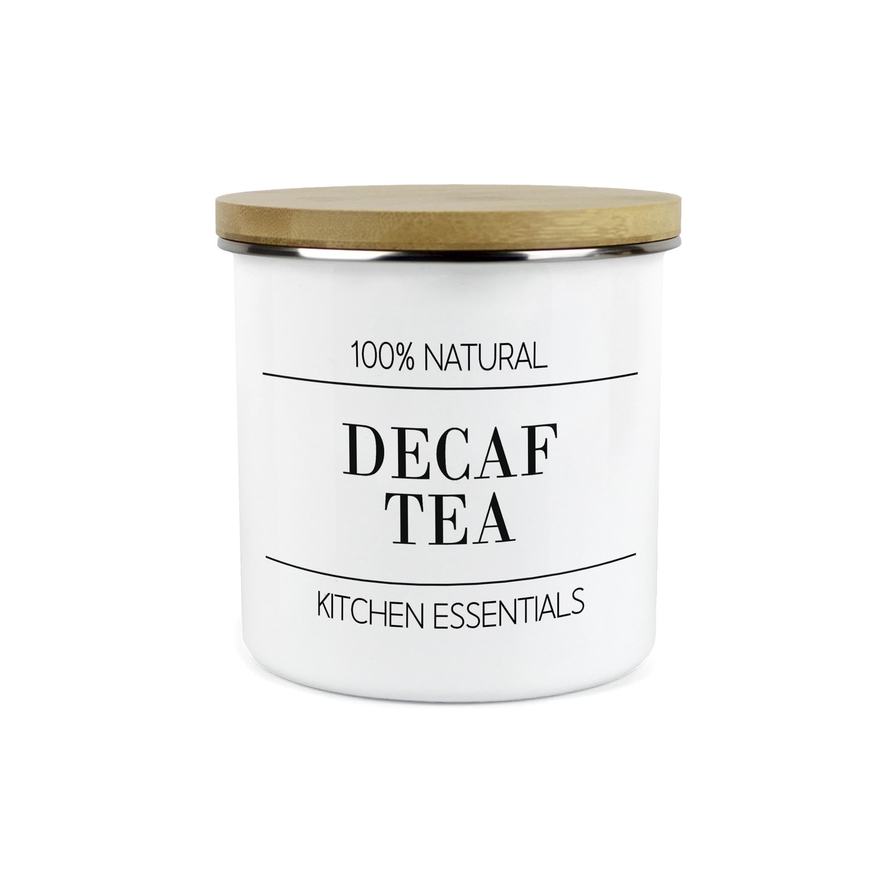 Minimalist Essentials Decaf Tea Canister - Black & White Kitchen Container