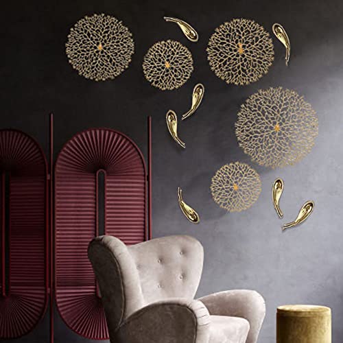 ZOVE 12 Lotus Leaf Fish Metal Wall Decor Gold Pack of 12 - Image 3