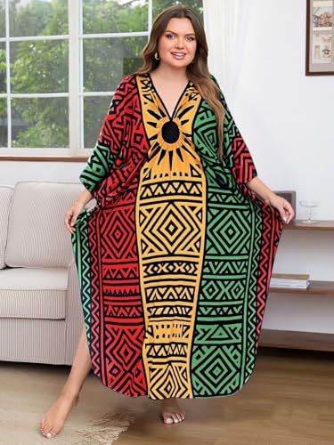 Image of Kaftan Dress for Women - Plus Size Caftan Maxi Beach Dress Moo Moos Loungewear, Swimsuit Cover Up for Beach, Pool or Vacation