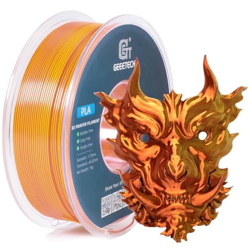 Image of Geeetech Silk PLA Filament 1.75mm Silk Dual Color Filament, Coextrusion Dichromatic Metal-Like Shiny Consumable 1kg (2.2lbs) 1 Spool, Dimensional Accuracy + /- 0.02 mm, Gold Copper