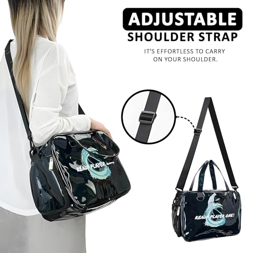 Image of Kuber Industries Pack of 6 Stylish Cosmetic /Makeup Organizer Bag with Zip & Sling Strap | Makeup & Toiletry Travel Kit for Women | Vanity Case with Extra Side Compartment | YJ-33-BLK | Black