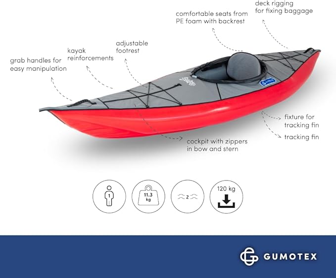 GUMOTEX SWING 1 Kayak Inflable 1 Plaza Rojo miniatura 2