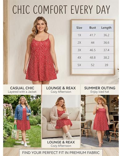 Image of 7th Element Women's Plus Size Slip Dress, Spaghetti Strap Summer Cami Sundress & Nightgown, Under Dresses & Beach Cover-up
