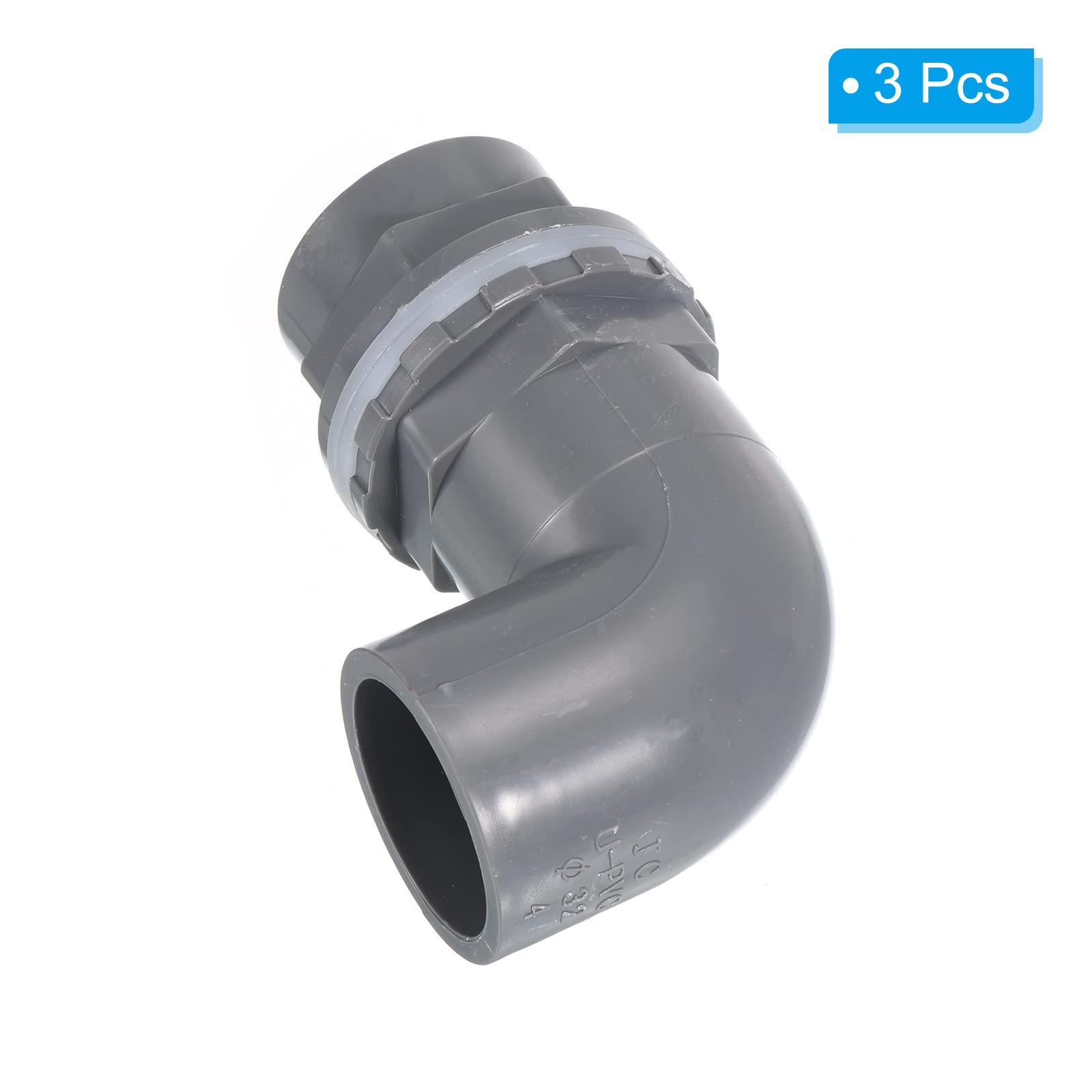 PATIKIL 32mm/1.26" PVC Elbow Water Tank Pipe Connector, Coupling Fitting Adapter for Aquariums Tanks Gray - Image 3