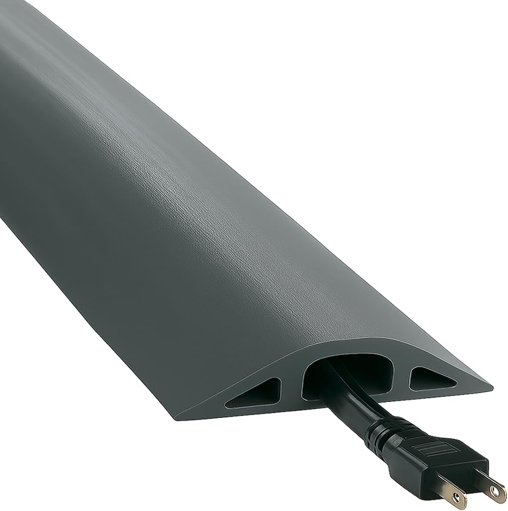 Electriduct D-2 Rubber Duct Cord Cover - 10 Feet Gray Floor Cable Protector
