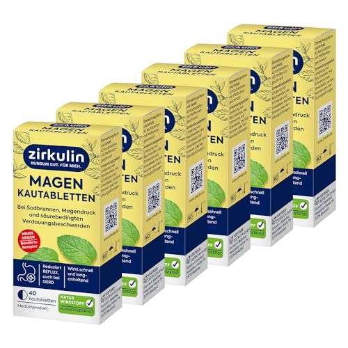 Zirkulin Magen Kautabletten 240 Stück - Pfefferminzgeschmack – Schnelle Linderung bei Sodbrennen und Magendruck – Hilfe gegen Verdauungsbeschwerden – für gezielte Magenunterstützung