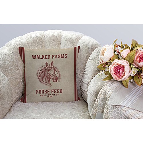 HGOD-DESIGNS-Decorative-Throw-Pillow-Case-Cover-Walker-Farms-Horse-Feed-Sack-Burlap-Pillow-Cases-Cotton-Linen-Outdoor-Indoor-Square-Cushion-Covers-for-Home-Sofa-Couch-18×18-inch-Red-Brown HGOD DESIGNS Decorative Throw Pillow Case Cover Walker Farms Horse Feed Sack Burlap Pillow Cases Cotton Linen Outdoor Indoor Square Cushion Covers for Home Sofa Couch 18×18 inch Red Brown