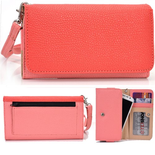 EXXIST Classic Style. Women's vegan patent leather Clutch for Alcatel One Touch POP C7 Dual 7040D (Color: Pink) -ESMXWLM1